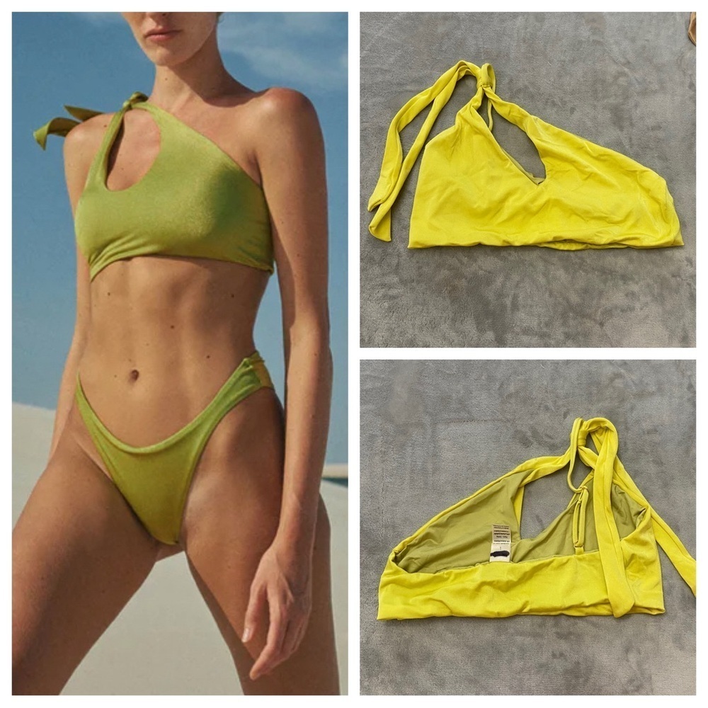 New! Baobab taki one shoulder bikini top lima yellow green 24314